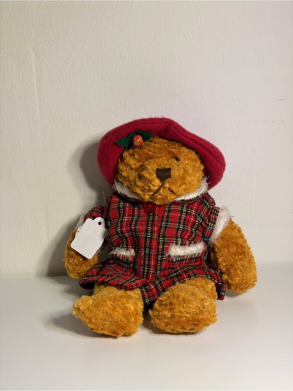 Kids Red Plaid Coat & Beret Jacket - Unbranded